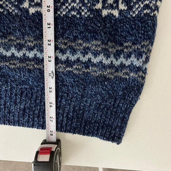 navy and white striped vintage 90s fire isle wool blend knit sweater - Picture 7 of 8